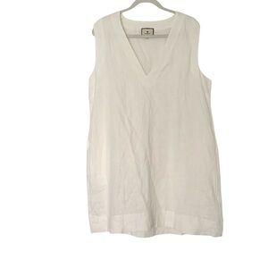 Tuckernuck Ivory Women’s XL V-Neck Linen Cotton Lined Sleeveless Melanie Dress